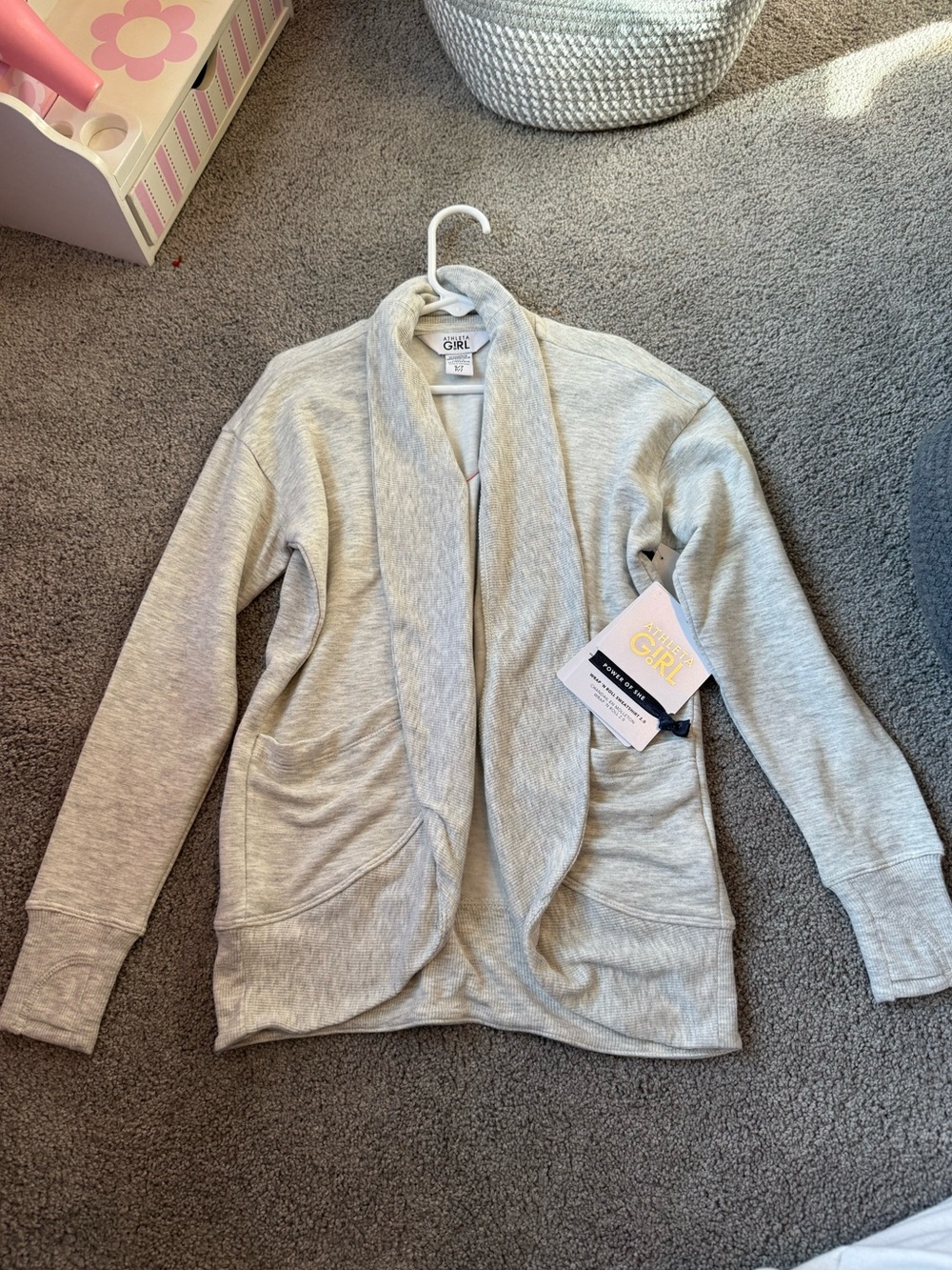 Athleta Light Gray Open-Front Shawl Cardigan
